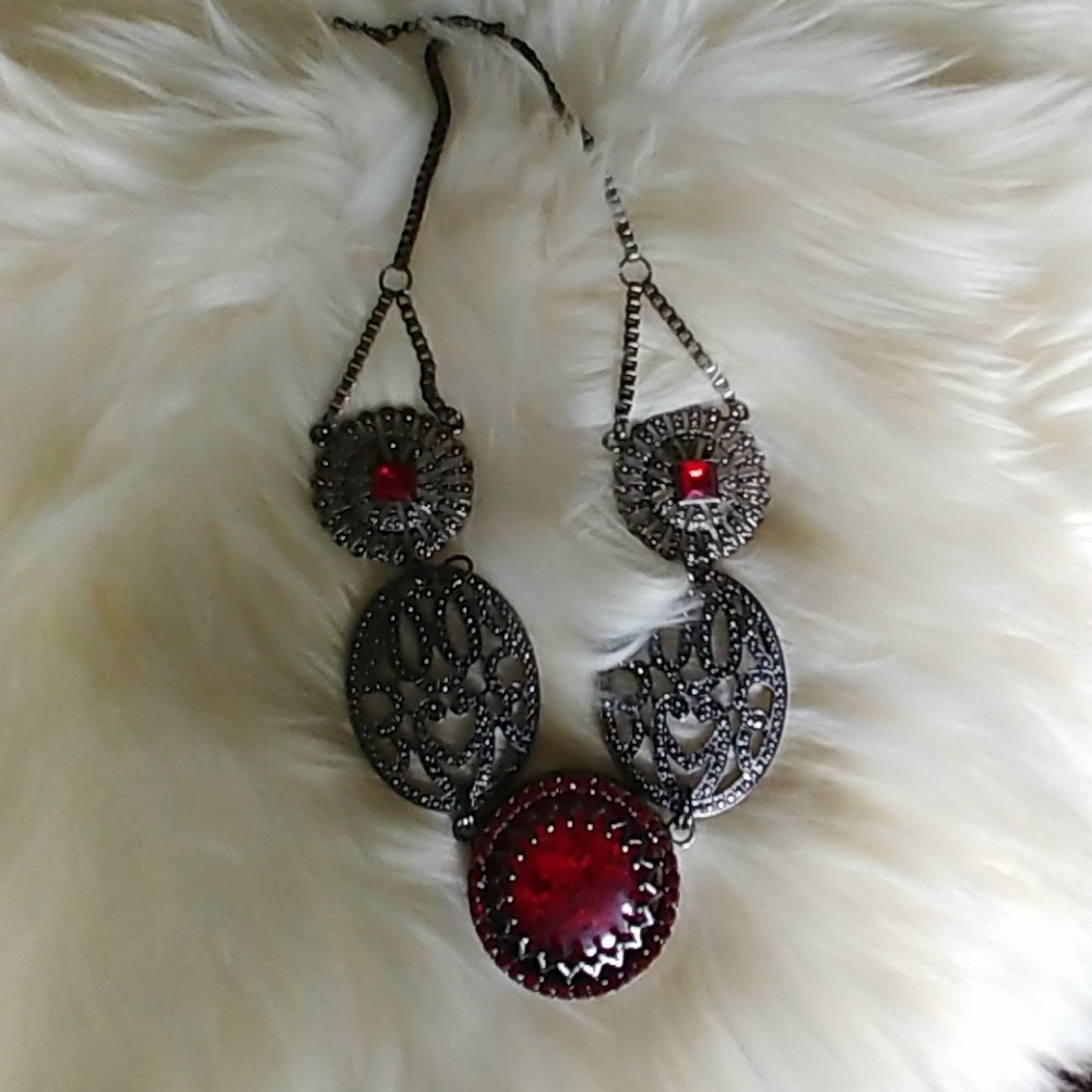 Red and silver necklace